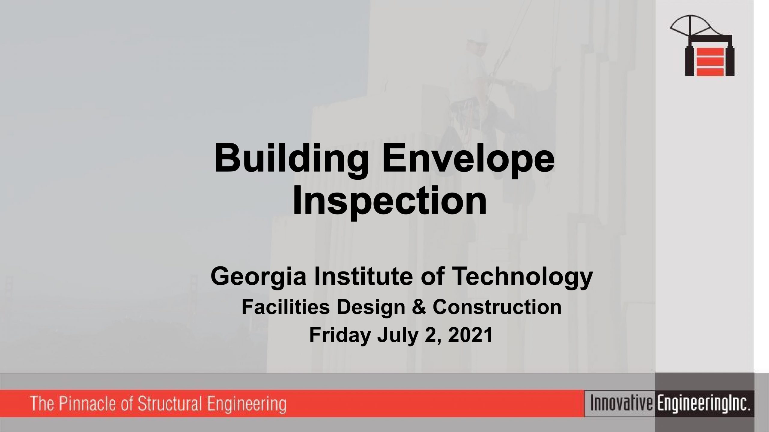 Building Envelope Inspection Georgia Tech 2021