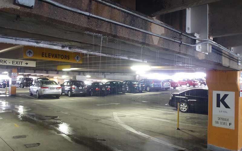 Raining Inside Parking Structure